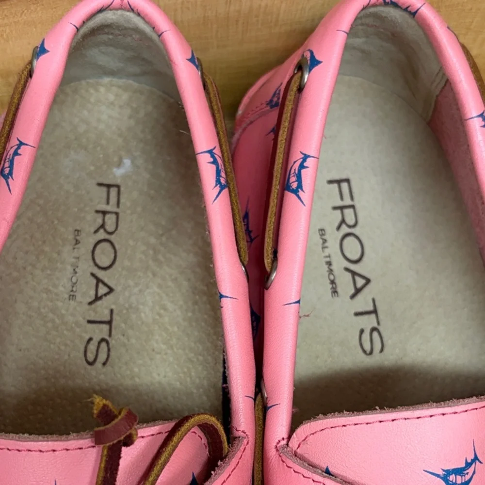 Froats Vibrant Pink‎ Boat Shoes with Blue Fish Pattern